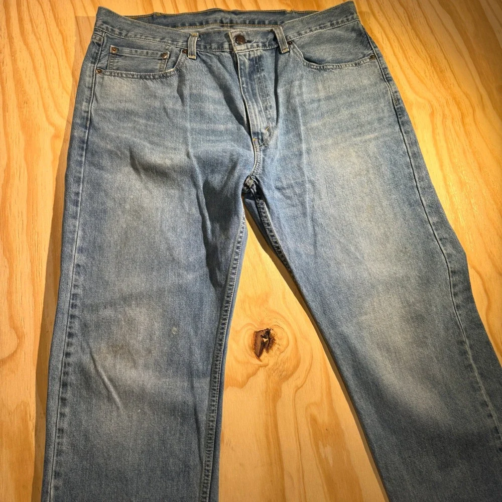 Levis 505 Regular Fit Straight Leg Jeans Men's W38 Light Wash Blue Denim
